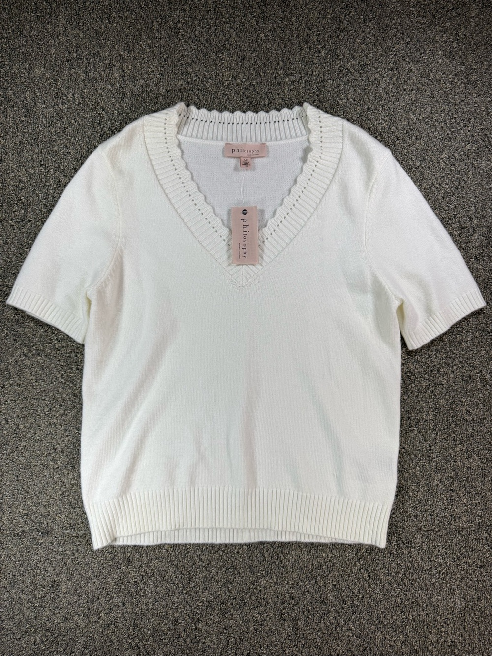 Philosophy cream V-neck short sleeve sweater